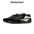 SENGUOGUO Retro Racer Sneaker — Black & White, Unisex Low-Top