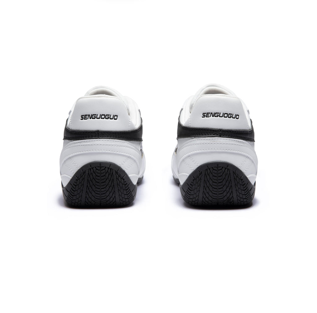 SENGUOGUO Lightning Racer Sneaker — Black & White, Unisex Low-Top