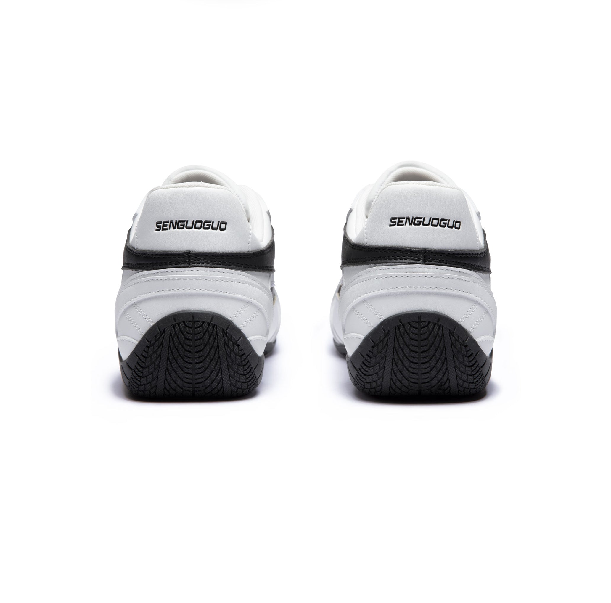 SENGUOGUO Lightning Racer Sneaker — Black & White, Unisex Low-Top
