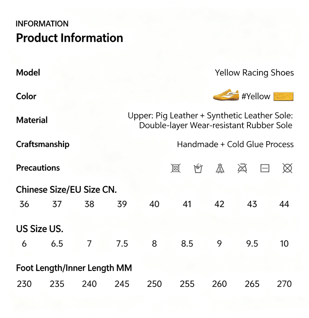 SENGUOGUO Retro Racer Sneaker — Yellow & White, Unisex Low-Top