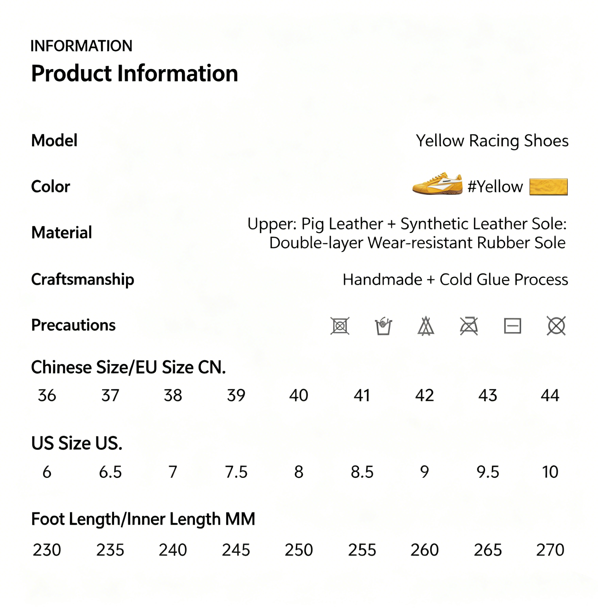 SENGUOGUO Retro Racer Sneaker — Yellow & White, Unisex Low-Top
