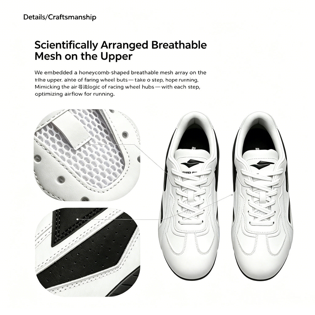 SENGUOGUO Lightning Racer Sneaker — Black & White, Unisex Low-Top