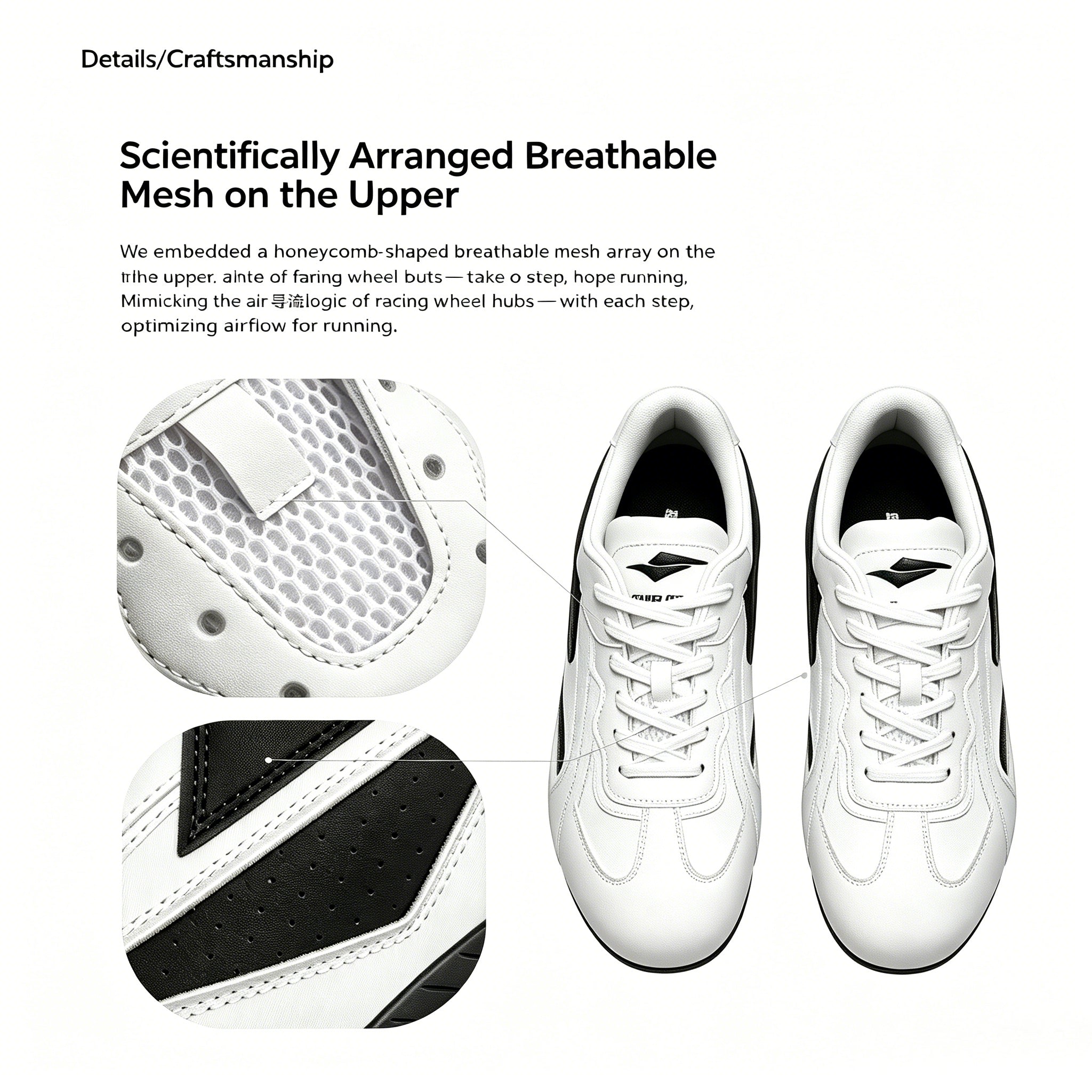 SENGUOGUO Lightning Racer Sneaker — Black & White, Unisex Low-Top