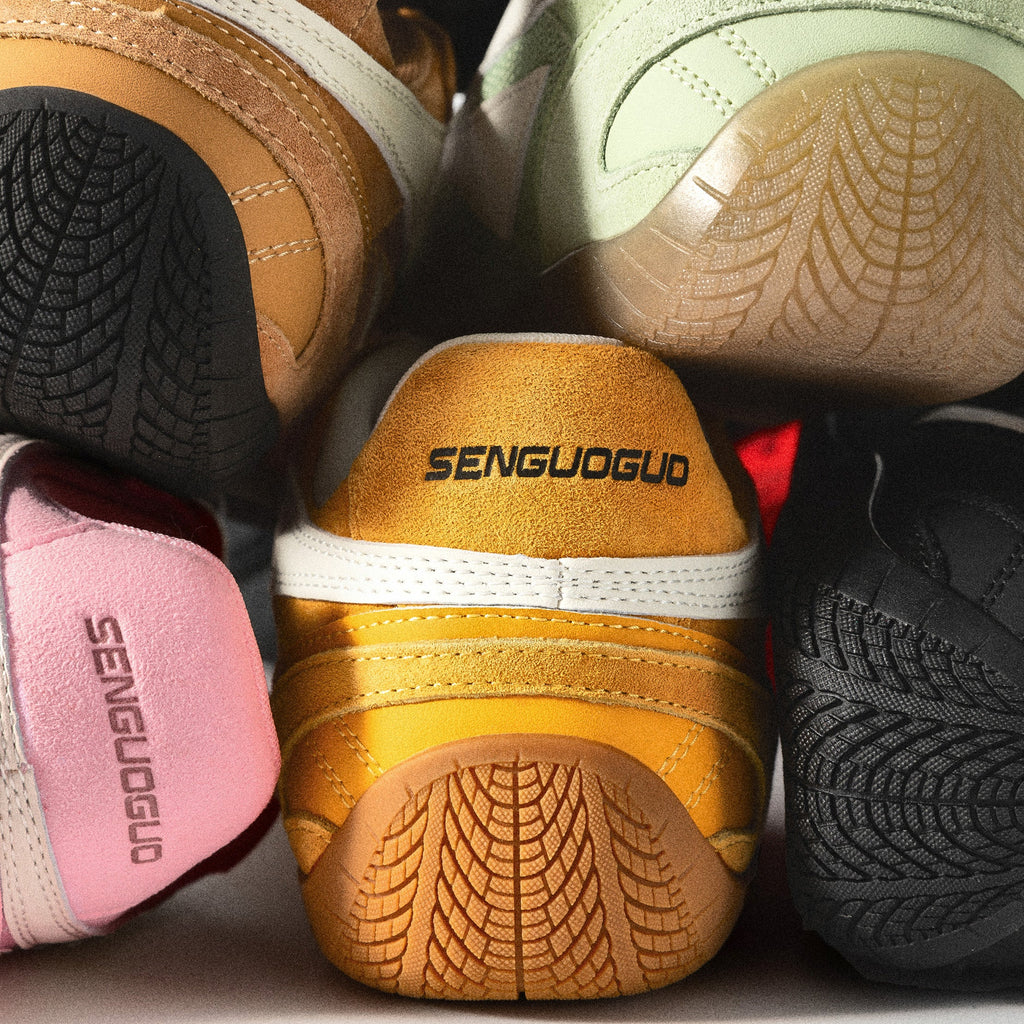 SENGUOGUO Retro Racer Sneaker — Yellow & White, Unisex Low-Top