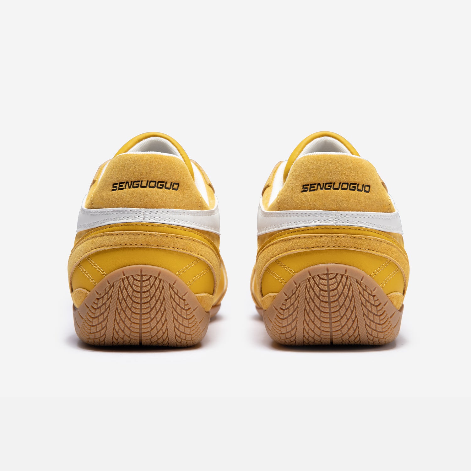 SENGUOGUO Retro Racer Sneaker — Yellow & White, Unisex Low-Top